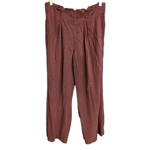 YFB Young Fabulous & Broke Pants Women's Large Burgundy Tencel Paperbag Wide Leg